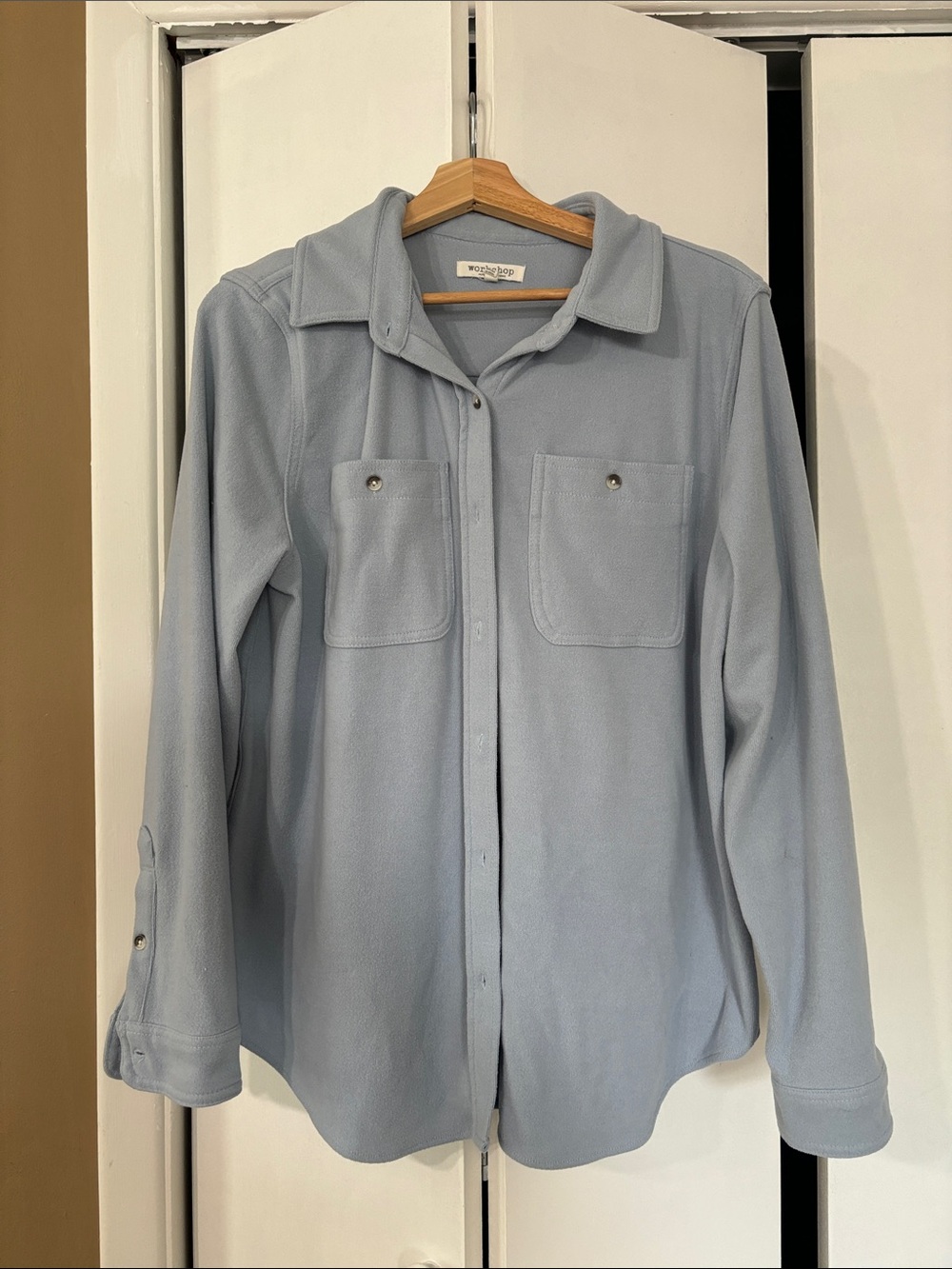 🍳 Workshop Republic clothing Pale Blue Snap-Front Shirt Jacket